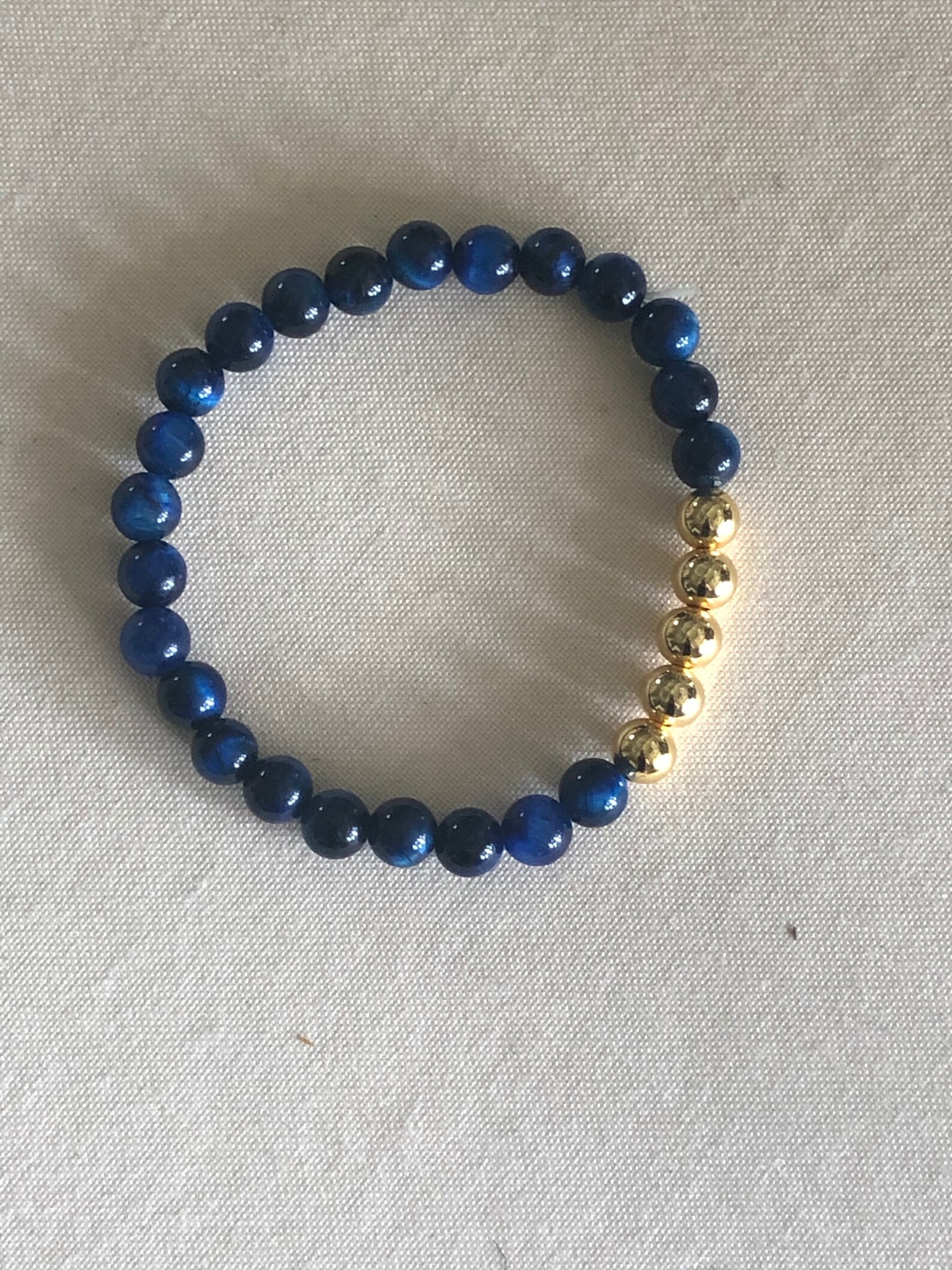 Bracelets 6mm Beaded Stretch Bracelets Lapis Gold Etsy