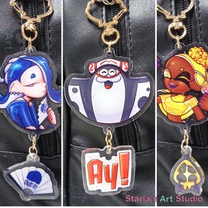 Splatoon 3 Inspired Acrylic Keychain Charms: Shiver, Frye, Big Man  | Deep Cut