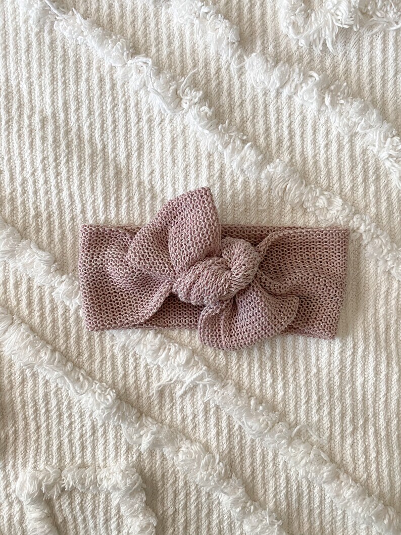 twist headwrap,baby headband bows for baby girls baby headwrap Mauve /& silver sweater headwrap tie knot headwrap bows for girls