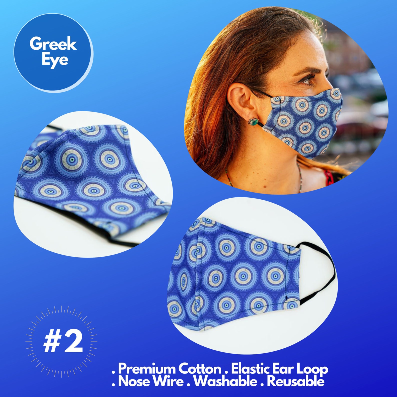 Evil Eye Face Mask Organic Evileye Facemask Cotton Face Etsy