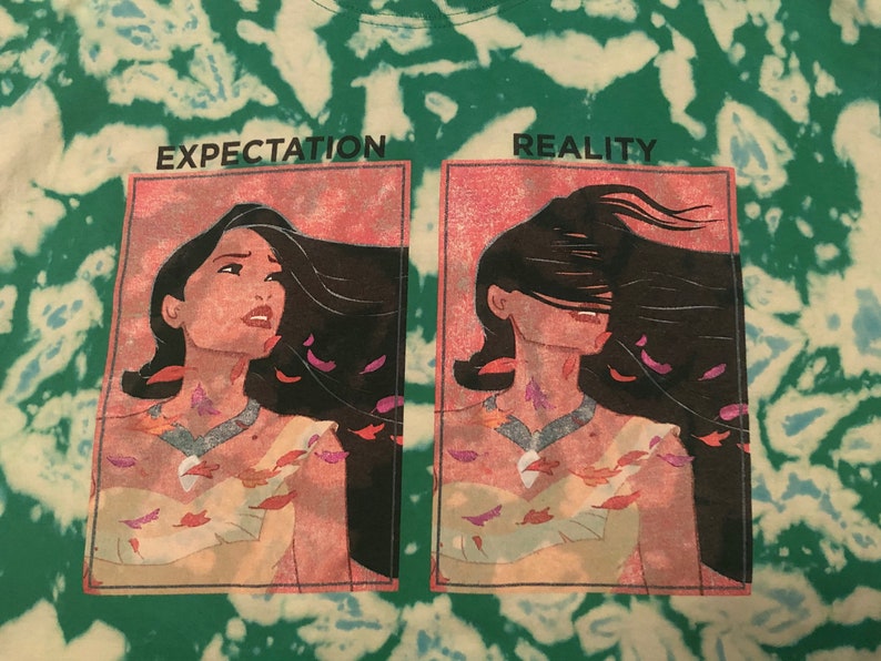 Reality Disney Parks Short-Sleeved T-Shirt Bleach Dyed Pocahontas Expectation vs