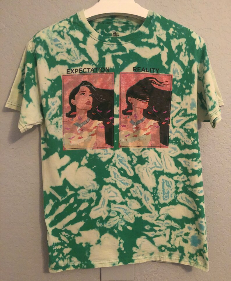 Reality Disney Parks Short-Sleeved T-Shirt Bleach Dyed Pocahontas Expectation vs