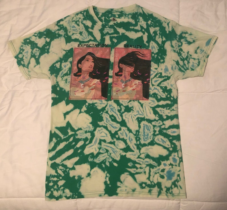 Reality Disney Parks Short-Sleeved T-Shirt Bleach Dyed Pocahontas Expectation vs