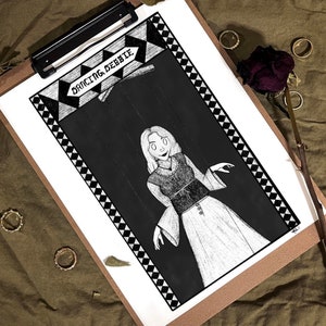 Dancing Debbie Instant Download Art Print | Victorian Gothic Style Drawing/Illustration Macabre Marionette Ink Inspired