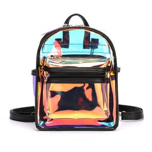 Holographic Transparent Backpack, Hologram Bag, Girls Backpack,Christmas Gift,Birthday Gift, Mini Backpack, Multicolour Backpack, Girlfriend