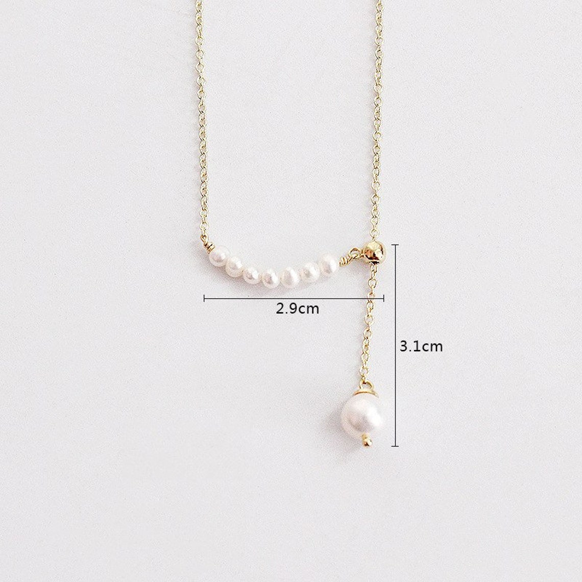 Freshwater Pearl Necklace 14k Gold necklace Geniune Etsy