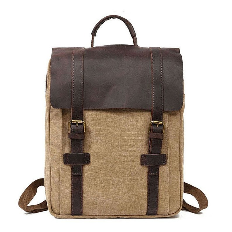 Handmade Real Leather and Canvas Backpack Hiking Backpack - Etsy