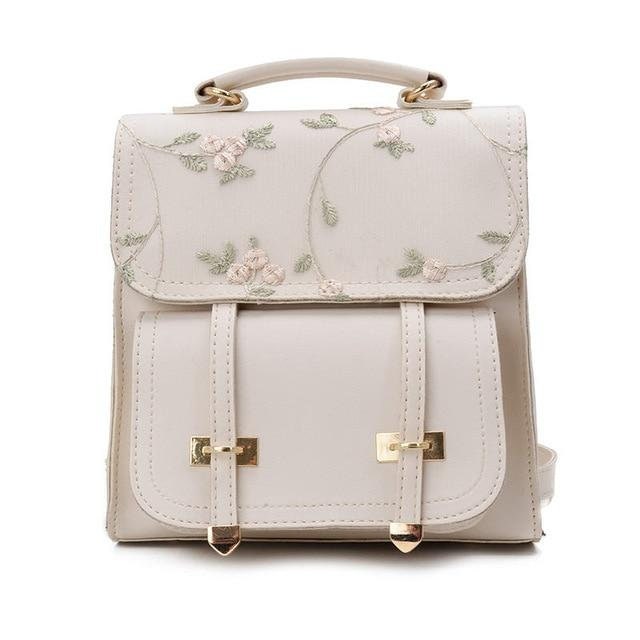 floral leather backpack