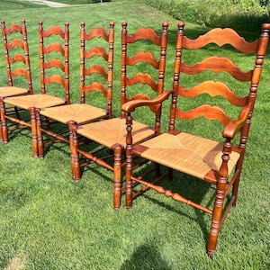 Five Ladder back Chairs with Rush Seats- Manufactured by Smyth (6th chair free)