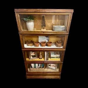 Vintage Macey 4 Stack Barrister Oak Cabinet with original finish