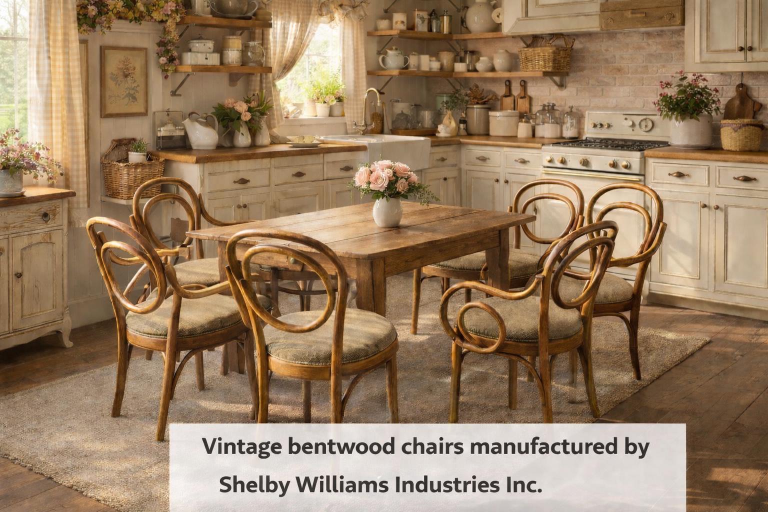Set of 6 Vintage Shelby Williams Bentwood Dining Chairs, Sculptural ...