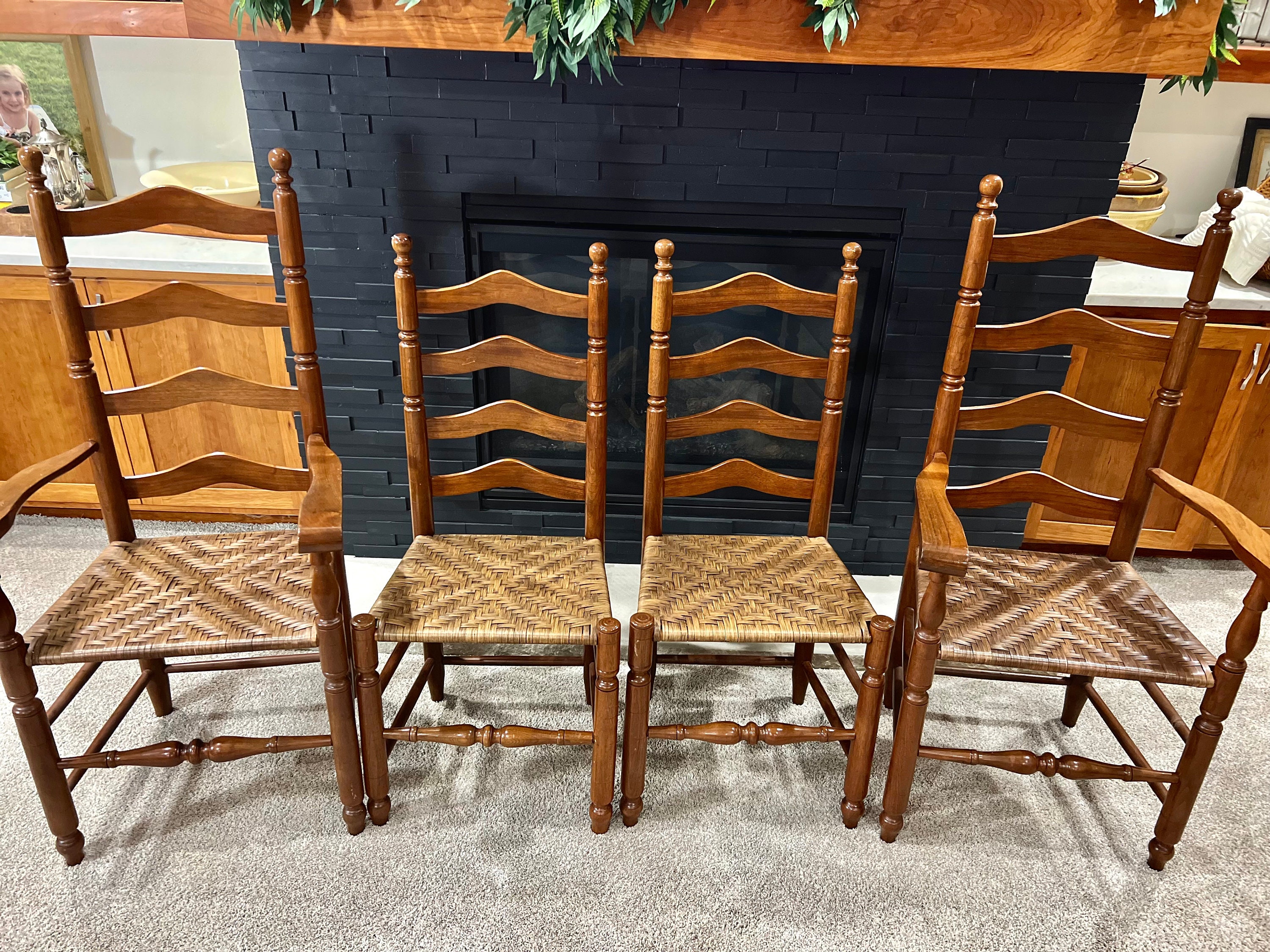 Ladderback Dining Chairs With Rush Seats Etsy UK