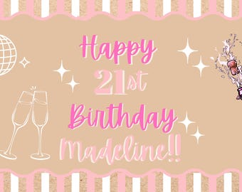 Custom banner, handpainted, personalized birthday banner, party banner