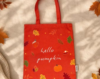 Hello Pumpkin Tote Bag: Eco-Friendly Minimalist Design