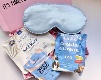 Relaxation Gift Box | Satin Sleep Mask, Face, Popcorn, Hot Chocolate (Letterbox)
