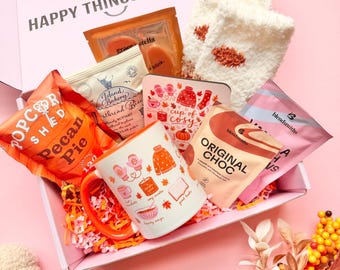 Luxury Autumn Self Care Box | Cozy Socks, Hot Chocolate, Vegan Treats (Letterbox Friendly)