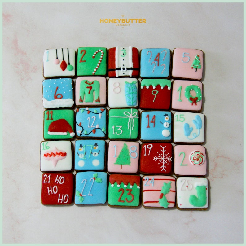 Christmas Countdown Cookie Calendar Etsy