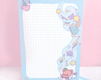 Pigleaf Imagine A5 Notepad ⋰ 50 Sheets ⋰ Stationery Notepad Letter Paper ⋰ Lined A5 Stationary Pad ⋰Kawaii Pad ⋰ Letter Paper ⋰ Penpal Paper