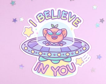 Pigleaf I Believe In You WATERPROOF Sticker  ⋰ Stickers ⋰ Cute Pig Kawaii ⋰ Stickers ⋰ Selflove Stickers ⋰ Selfcare Stickers ⋰ Pastel ⋰ Cute