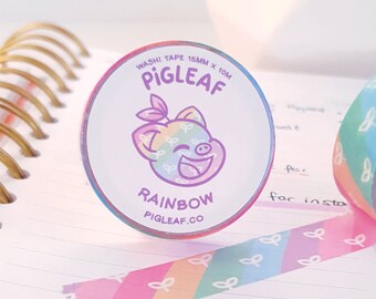 Pigleaf Rainbow... Washi Tape⋰ Kawaii Washi Planner Tapes ⋰ Unicorn Washi Tape ⋰ Kawaii Stationery ⋰Illustrated Masking Tape ⋰ Multicolor