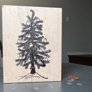 Vintage Rubber Stamp Rare Rubber Soul Christmas Tree with Birds