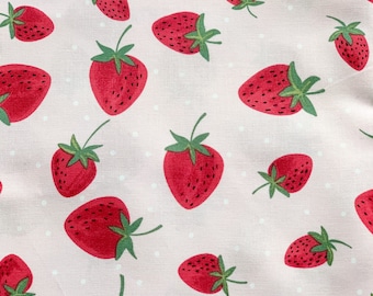 Strawberry Print Ponytail Scrub Hat, Cotton Surgery Cap, White Ribbon Ties
