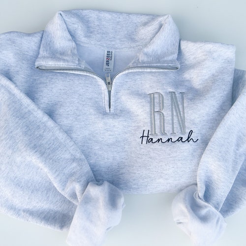 Embroidered Nurse Quarter Zip Sweatshirt, Personalized Gift for Nurses