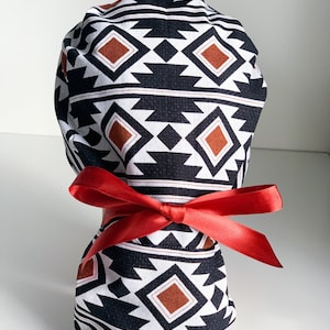 Aztec Boho Ponytail Scrub Hat, Western Cowgirl surgery hat