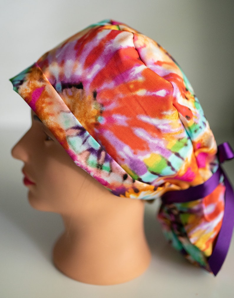 women\u2019s scrub hat Ponytail scrub cap women\u2019s scrub cap watercolor rainbow Ponytail scrub hat tye dye tye dye colorful