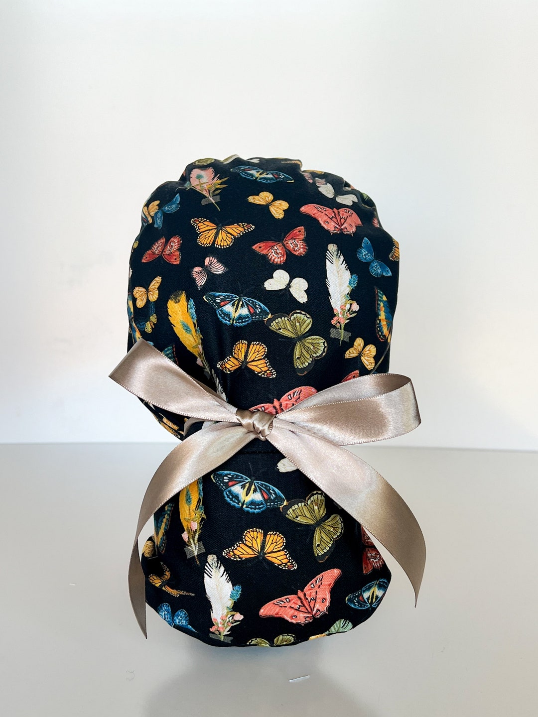 Ponytail scrub hat Butterfly, Boho srcub hat, ponytail scrub cap, women’s scrub hat, spring floral scrub hat, butterfly scrub hat