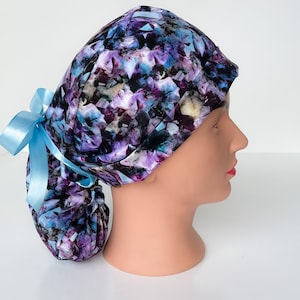Gemstone Ponytail Scrub Hat, Cotton Women&#39;s Scrub Cap.