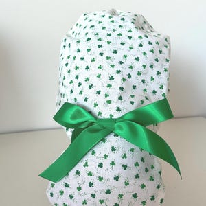 St Patrick's Day Ponytail Scrub Cap, Shamrock Clover, Women’s Surgical Hat