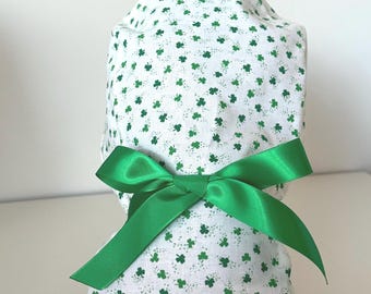 St Patrick's Day Ponytail Scrub Cap, Shamrock Clover, Women’s Surgical Hat