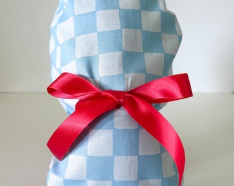 Blue Checkered Ponytail Scrub Hat, Retro Womens Surgical cap