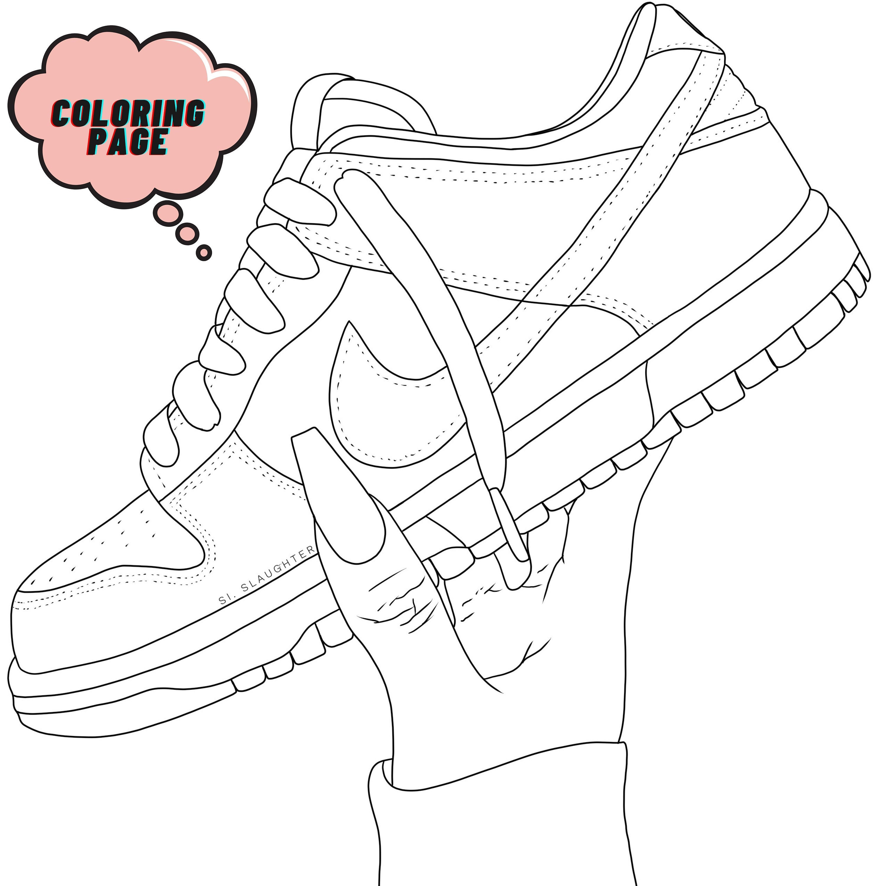 Sneaker Coloring Page Etsy Sneaker Coloring Page Etsy