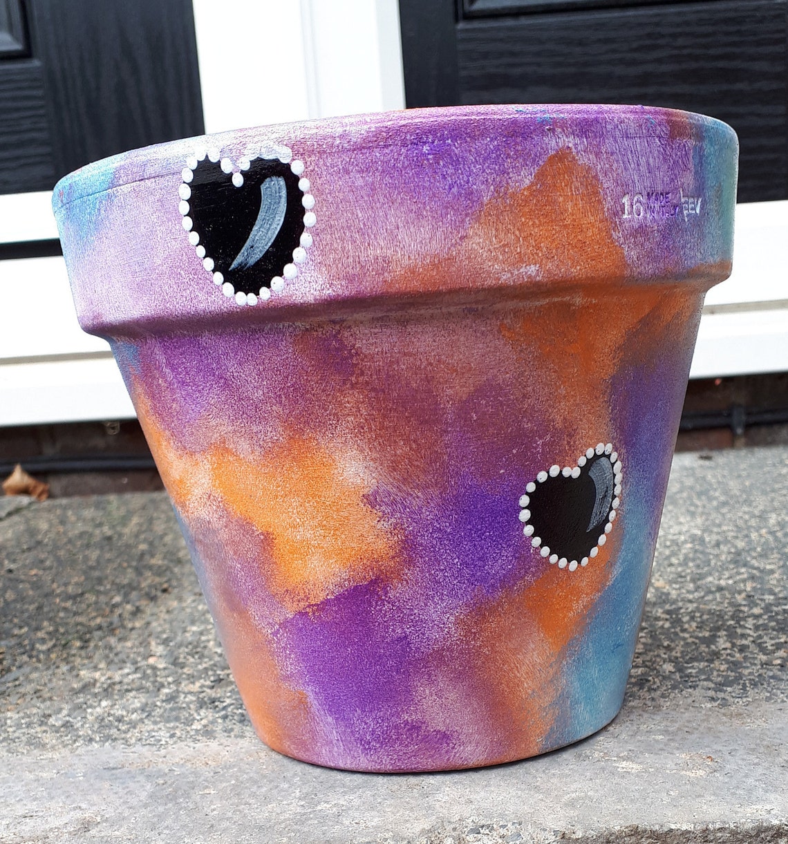Plant pot handpainted terracotta. Hearts Etsy