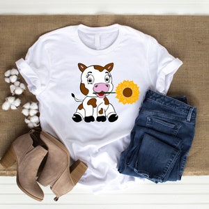Girasol y vaca SVG - Vaca y girasol PNG, Clipart de animales lindos, archivo Svg para Cricut, PNG, Clipart