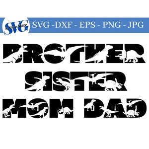 Mãe Pai, Irmão E Irmã Dinossauros ANIVERSÁRIO Pacote SVG PNG