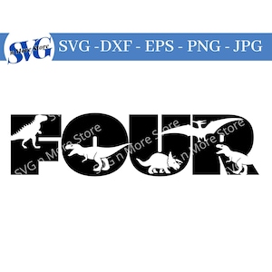 4th Dinosaur Birthday Boy SVG PNG - Celebrate year Four BIRTHDAY with card, shirt, blanket etc. - Fourth Birthday