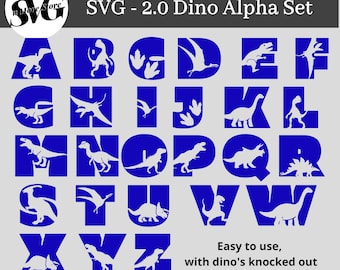 2.0 Dino Alphabet SVG & PNG, Dinosaur Letters SVG, Dinosaur Font Svg, Dinosaur Cut Files, Dinosaur Monogram