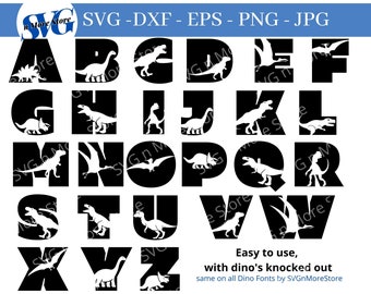 Dinosaur Alphabet SVG PNG, Dinosaur Letters SVG, Dinosaur Font Svg, Dinosaur Cut Files, Dinosaur Monogram
