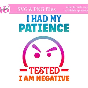 I had my Patience Tested I am Negative SVG PNG, clip art, Mom Life,