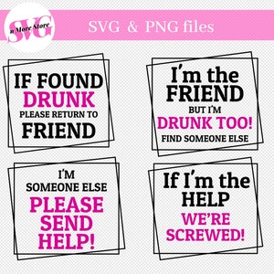 If Found Drunk Bundle SVG PNG,  please return to Friend, Camping Drinking SVG - Funny Drinking