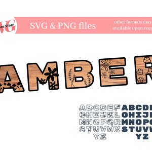 Floral Alphabet SVG PNG, Laser Cut, Flower Letters SVG, Flower  Font, Cut Files, Monogram, Dual layer Glowforge Laser Cut Sign