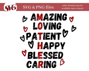 Mother Amazing Loving Patient Blessed Caring Distressed SVG PNG - Regalo per la festa della mamma