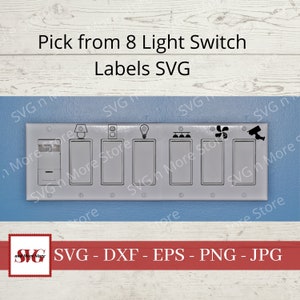 Options d'étiquettes d'interrupteur d'éclairage SVG 8 / étiquettes de prise / vous pouvez faire des autocollants d'interrupteur d'éclairage ou des autocollants de prise