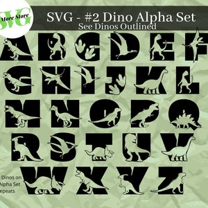 Outlined Dinosaur Alphabet SVG PNG, Dinosaur Letters SVG, Dinosaur Font Svg, Dinosaur Cut Files, Dinosaur Monogram
