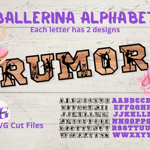 Dans Ballerina Alfabet SVG, Laser Cut Ready File, Ballet Letters SVG, Ballerina Font Svg, Ballet Dance Monogram, Glowforge Laser Cut Sign