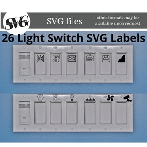 Pacote de opções de etiquetas SVG para interruptores de luz SVG 26 / fácil de usar / etiquetas de tomadas / você pode fazer adesivos para interruptores de luz com este SVG