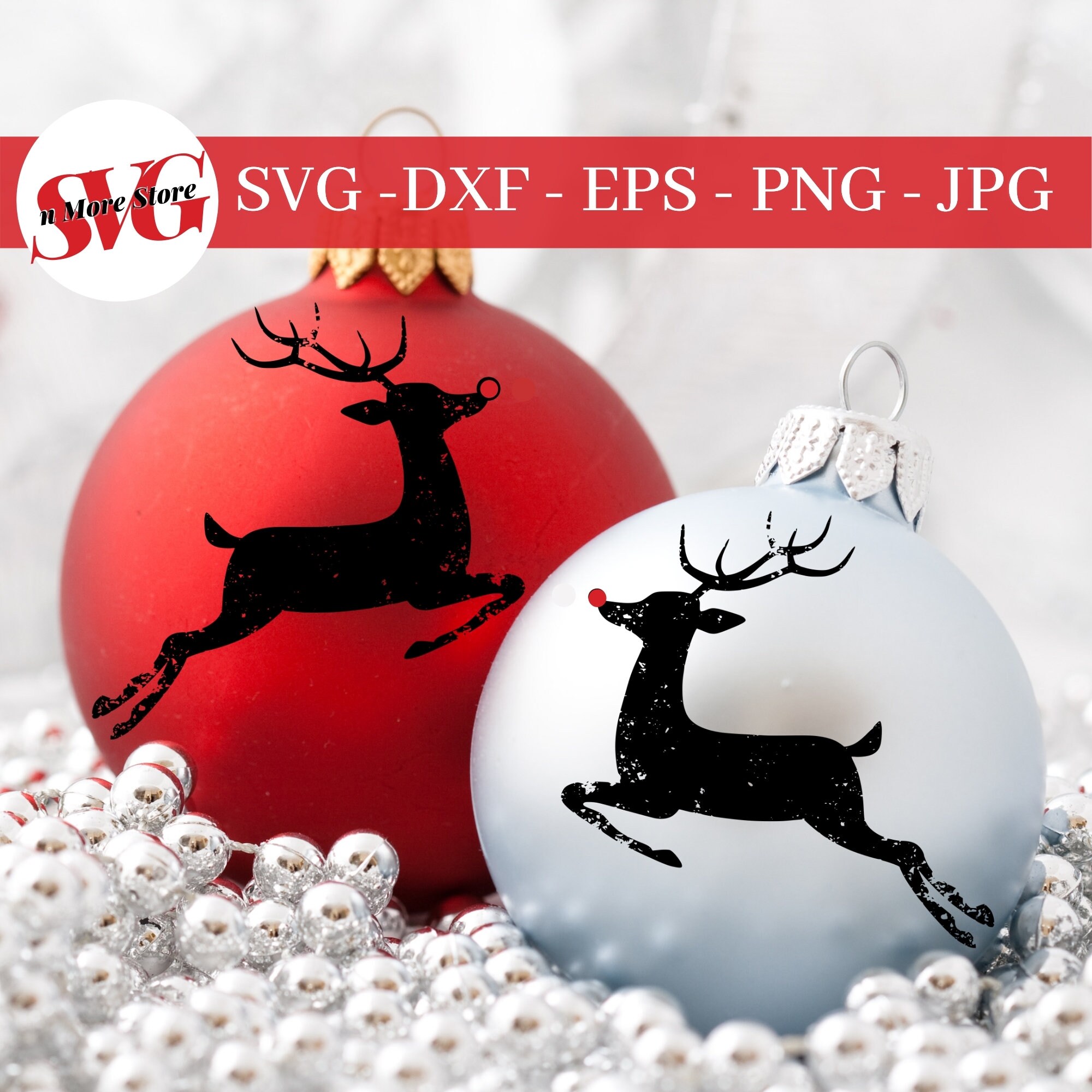 Distressed Rudolph Svg Distressed Rudolph Reindeer SVG - Christmas Ornament SVG - Sant's ...